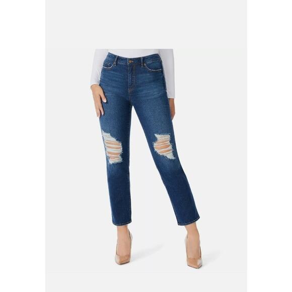 Sofia Vergara Medium Wash Distressed Blue Denim Flare Jeans Women's Size 10 - Picture 1 of 9